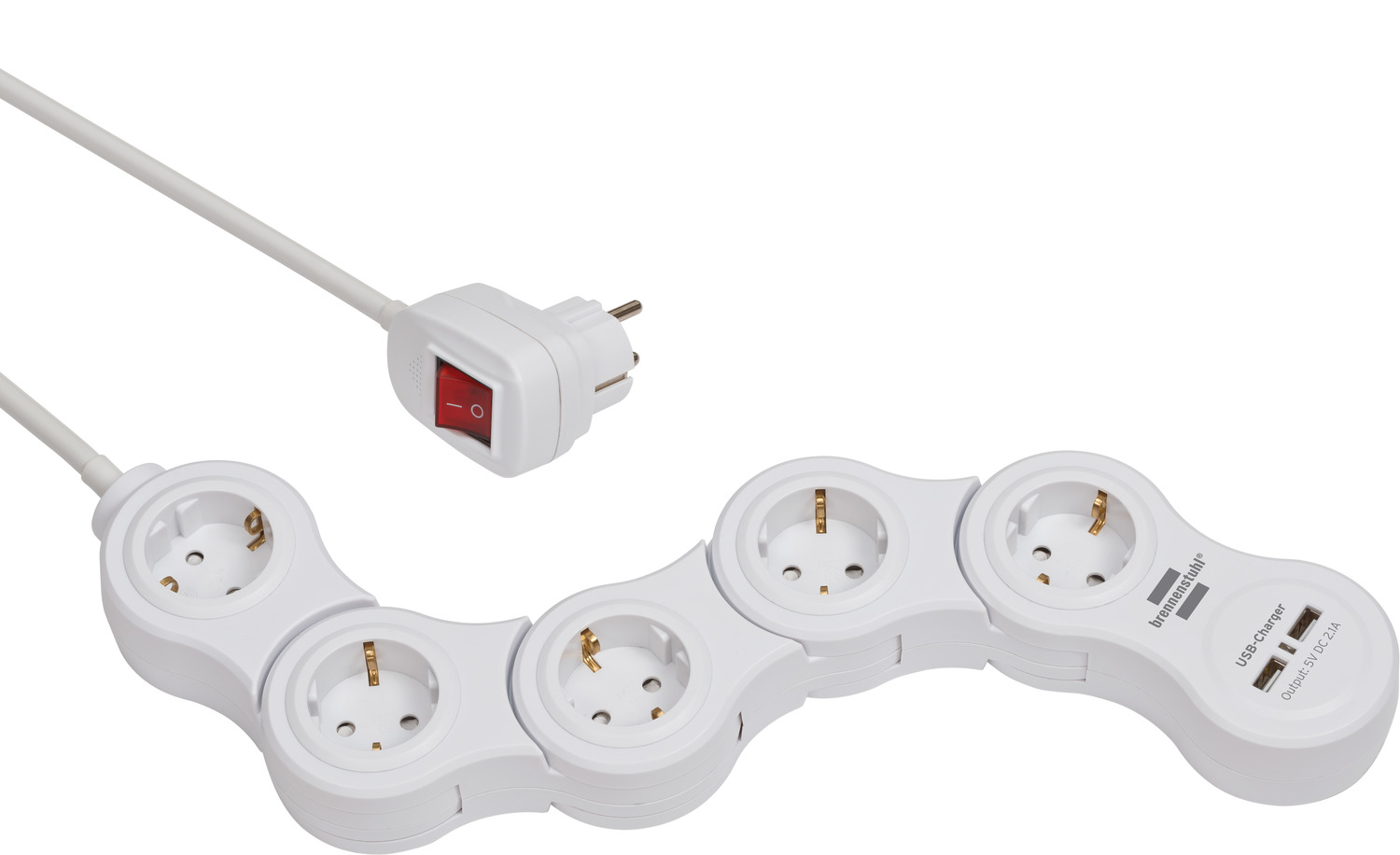 Dijk Vrijgekomen Kangoeroe Vario Power stekkerdoos met USB 5-voudig wit, 1,4m H05VV-F 3G1,5 |  brennenstuhl®