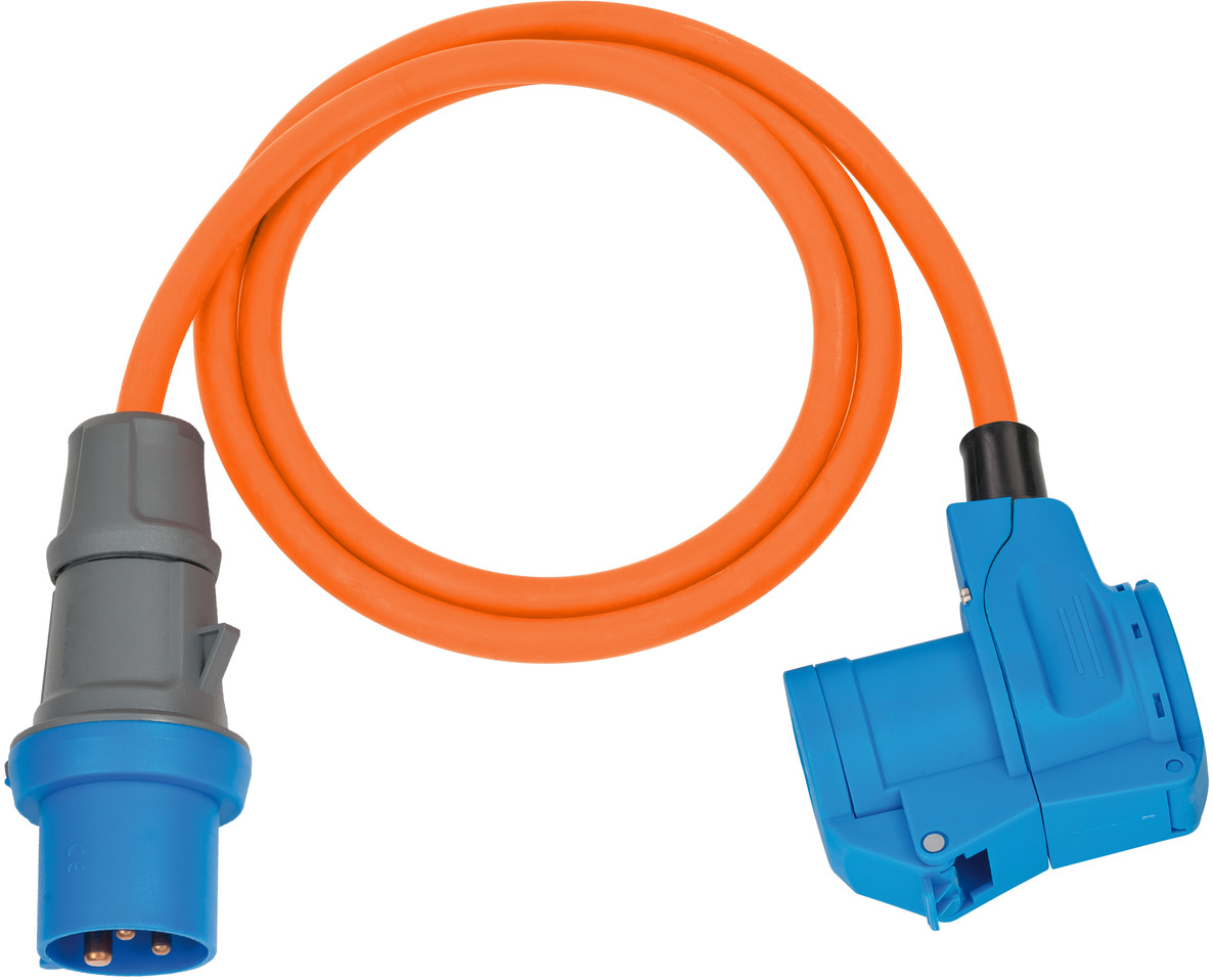 as - Schwabe 60521 CEE-Verlängerung 400V / 32A, 50m H07RN-F 5G4 mit Phasenwendestecker, schwarz, IP44 Gewerbe, Baustelle