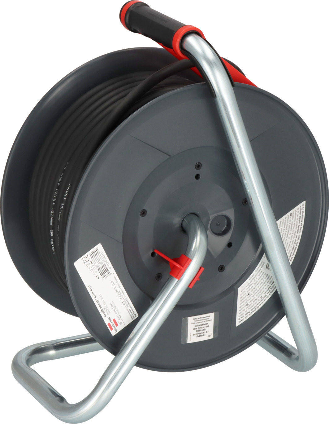 REV Kabelhaspel, IP44, outdoor, 4 geaarde stopcontacten, 40 m, zwart