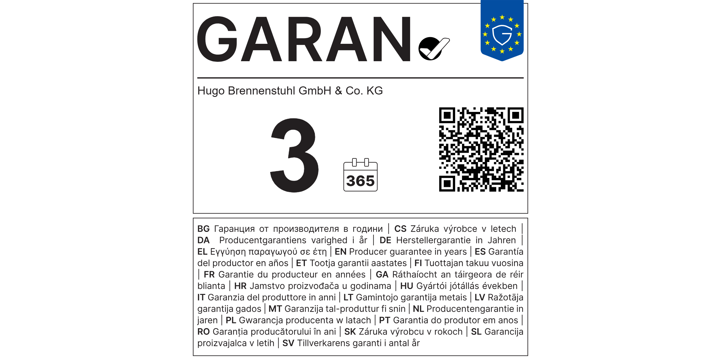 EU-garantielabel voor 3 jaar